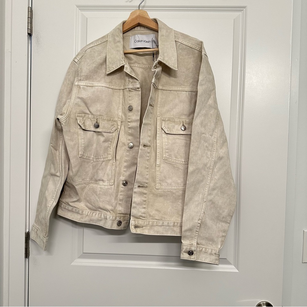 calvin klein white denim jacket men